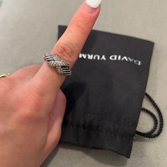 David Yurman X ring with diamonds - Picture 3 of 3